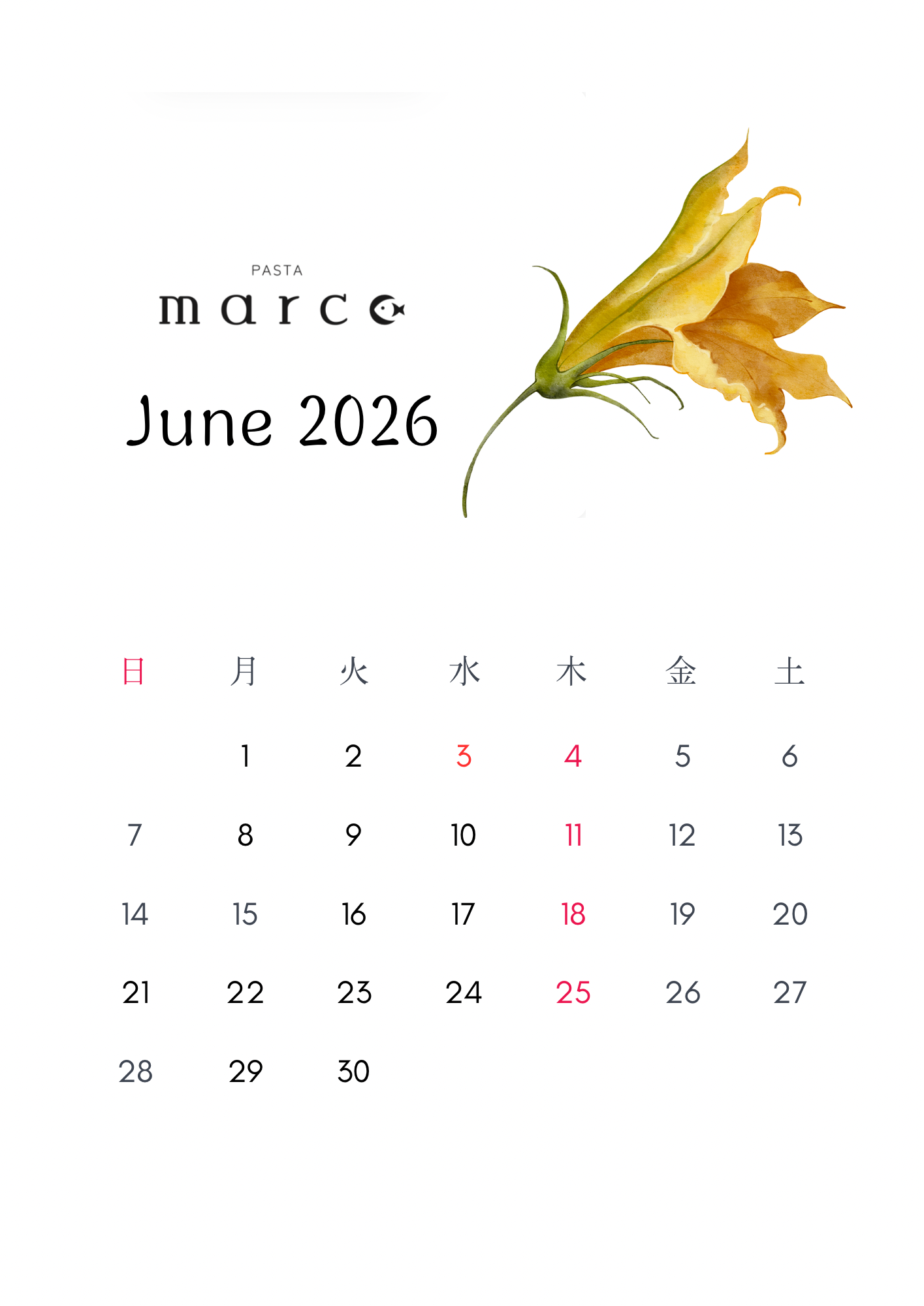 6月営業カレンダー